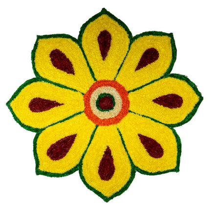 Kundan HandiKrafts Yellow Rangoli Mat - Readymade