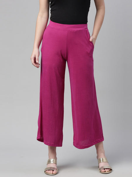 Souchii Purple Knitted Ethnic Palazzos