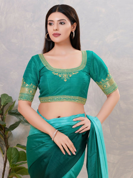 Joban Fashion Women Silk Rama-Green Stitched Blouse