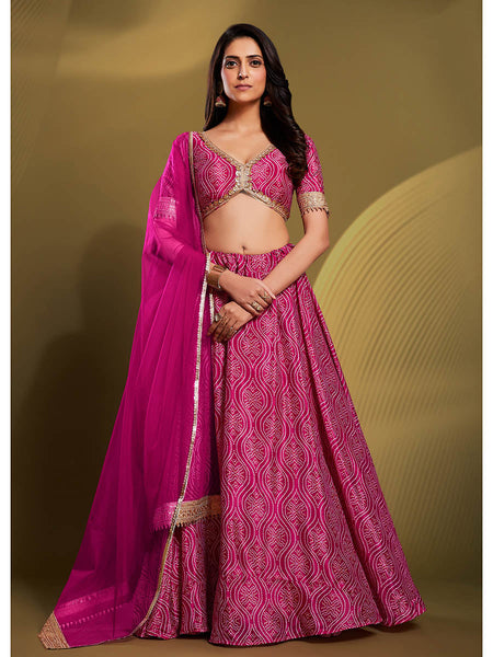 Myra Pink Crepe Embroidered Designer Lehenga