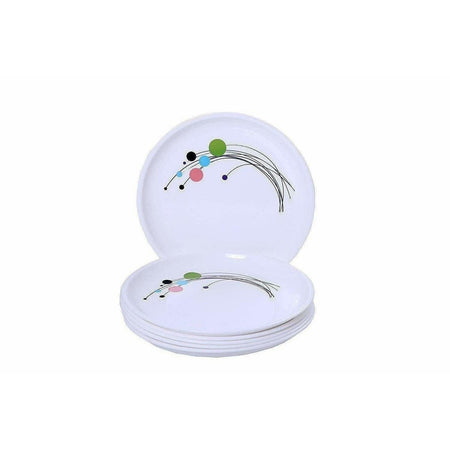 Round Plastic Half Plate Set, Set of 6, White