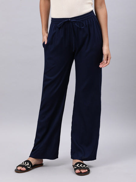 Souchii Navy Blue Liva Palazzos