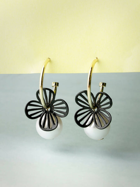 NVR Women Gold-Toned Teardrop Shaped Drop Earrings