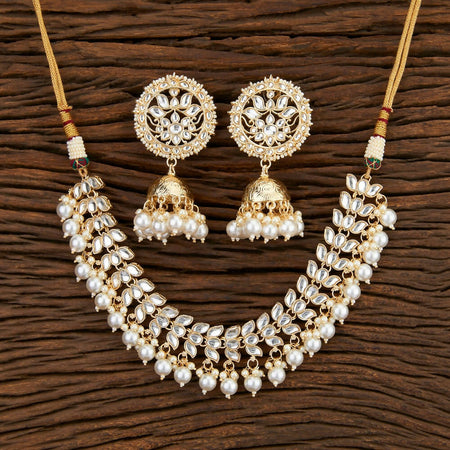Joban Fashion Women Golden White Necklace Set