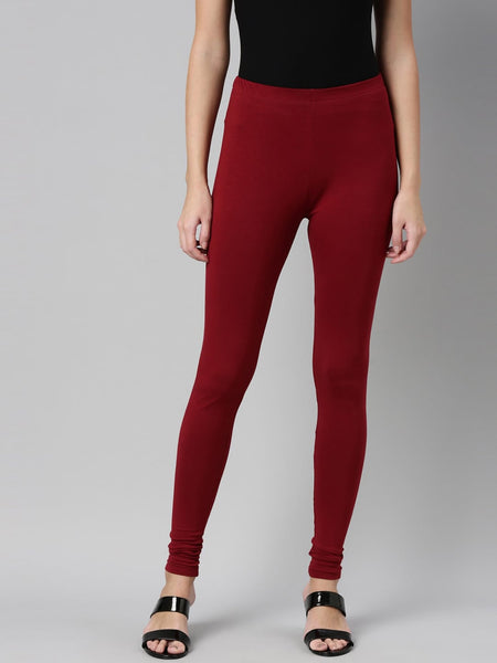 Souchii Maroon Solid Churidar-Length Leggings