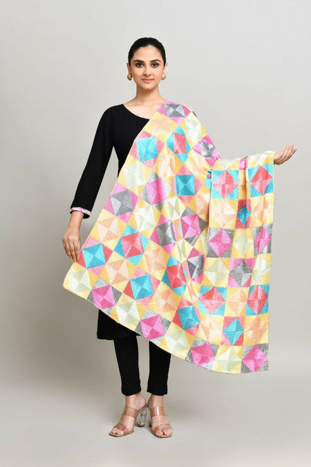 Joban Fashion Multi Color Cotton Embroidery Work Phulkari Dupatta