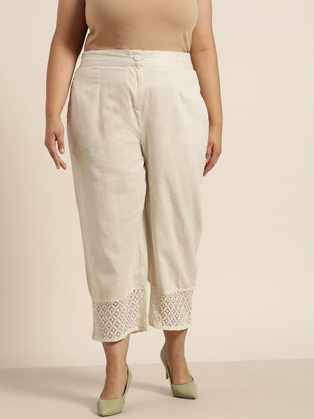 Juniper Women Natural Cotton Flex Solid Wide Leg Palazzo
