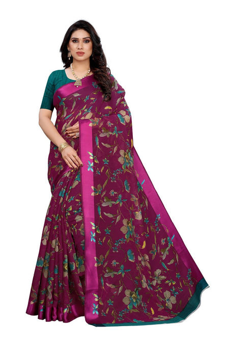 Vamika Purple Linen Satin Patta Saree (MANSI PURPLE)