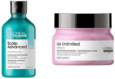 L'OrƩal Paris Scalp Advanced Anti-Dandruff Dermo-Clarifier Shampoo & Liss Unlimited Hair Mask