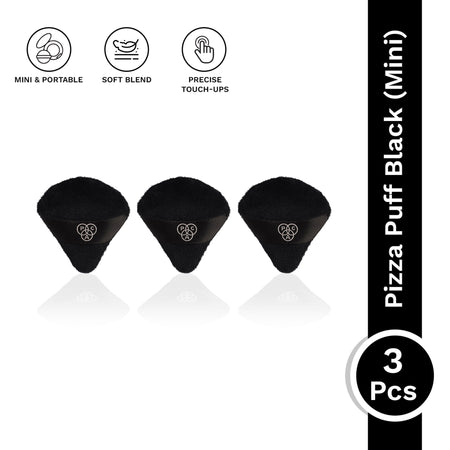 PAC Studio Pizza Puff Black Mini - 99% Soft Natural Cotton, Ideal for Under Eyes & Precise Application