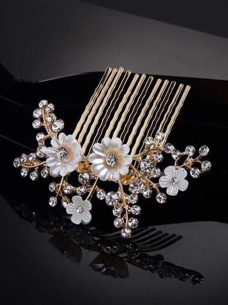 Panash Women Gold-Toned & White Embellished Comb Pin