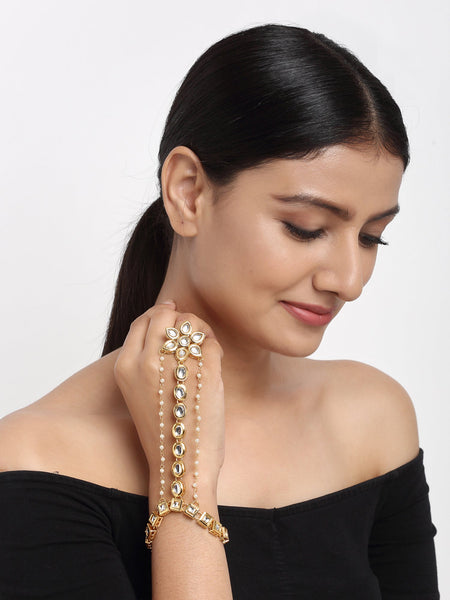 Kundan Hand Harness - Ruby Raang