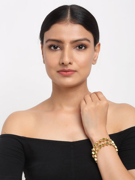 Kundan Bangles Set Of 2 - Ruby Raang
