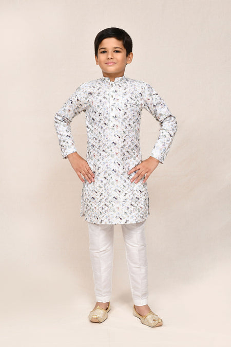 Joban Fashion Cotton White Kurta With Straight Fit Pant