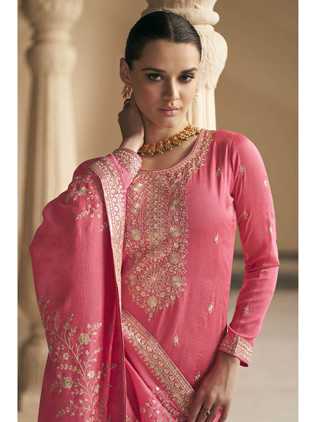 Myra Coral Premium Silk Embroidered Pant Style Suit