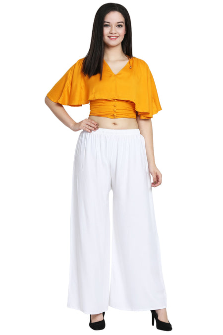 PAVONINE White Color Rayon Fabric Half Flared Sharara For Women