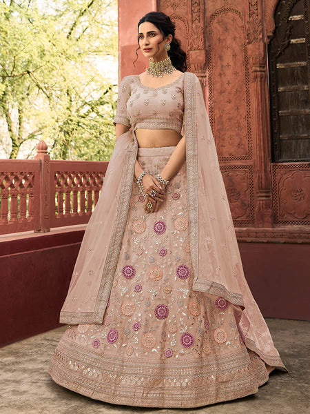 Myra Mauve Organza Embroidered Lehenga Choli