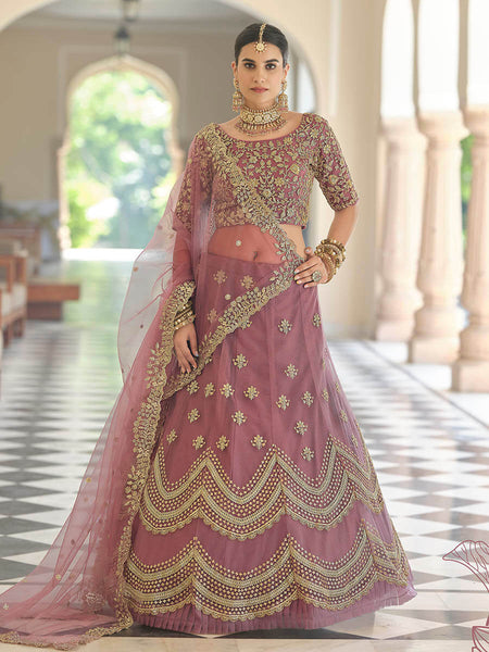 Myra Mauve Net Embroidered Lehenga