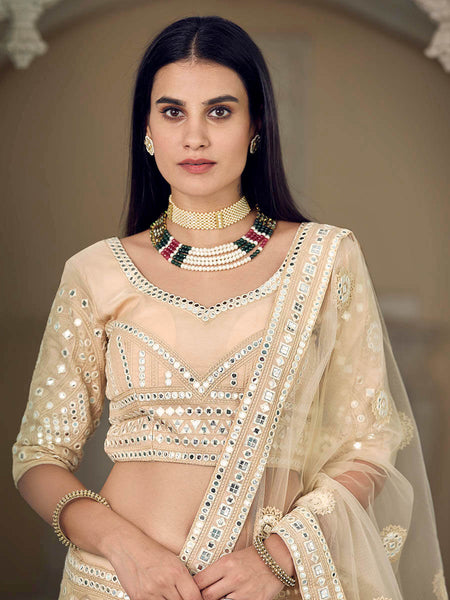 Myra Cream Organza Embroidered Lehenga