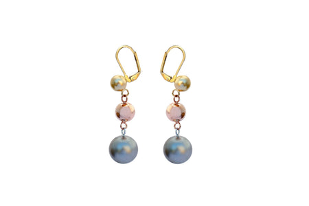 Joban Fashion Women Brass Golden White Ad Earrings