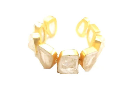 Bling Accessories Ivory / Gold Natural Stone Rough Bracelet