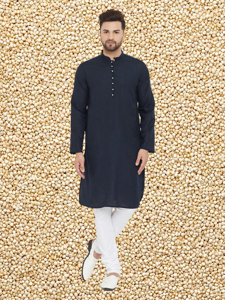 Even Apparels Men's Pure Cotton Navy Kurta