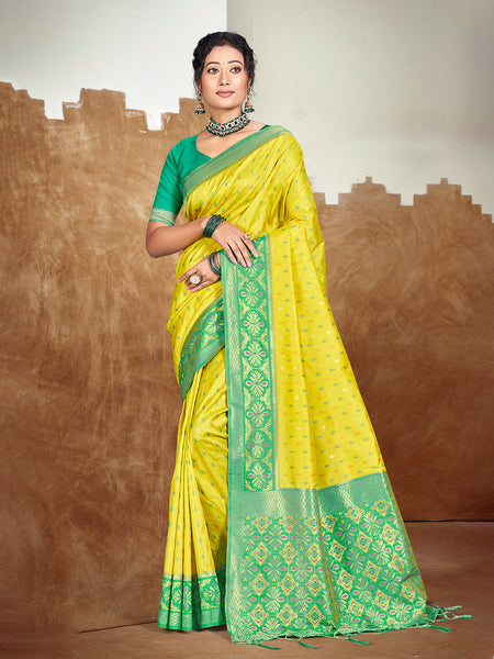 Sangam Prints Yellow Silk Woven Work Traditional Saree