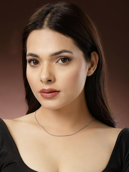 NVR Women's Silver-Toned German Silver Oxidised Chain