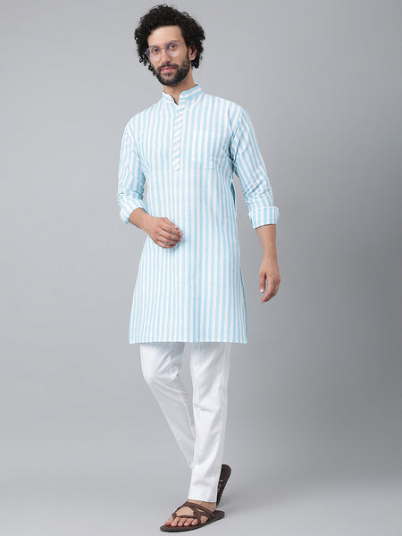 RIAG Blue Men's Ethnic Long Kurta And Pyjama Set