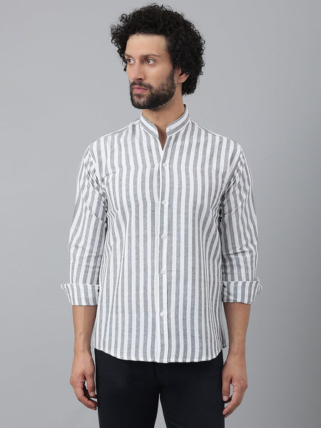 RIAG Grey Men's Chinese Collar Full Sleeves Shirt