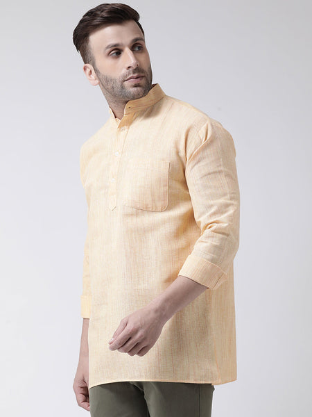 RIAG Beige Color Long Sleeves Men's Cotton Short Kurta