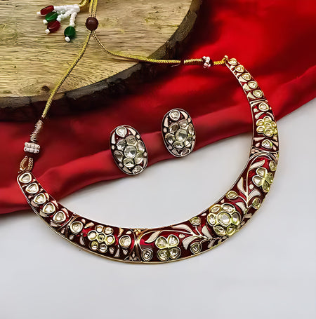 Jewel City Traditional Handcrafted Kundan Gold-Plated Necklace Set | Ethnic Indian Jewelry for Weddings, Parties & Festivals
