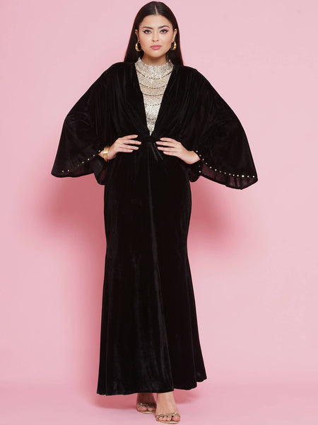 Women Republic Black Velvet Embellished Gown