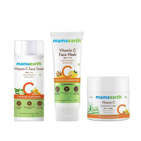 Mamaearth Vitamin C - Face Wash & Face Toner & Sleeping Mask