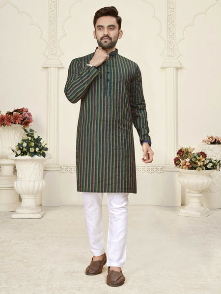 Anaita Green Jacquard Linen Cotton Straight Kurta