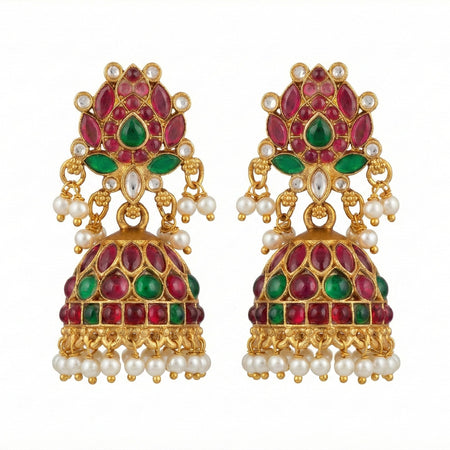 JS Fashion Traditional Rajwadi Lotus Design Jhumka Earrings for Women & Girls
