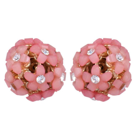 Trendoo Jewelry Gold-Polished Stylish Fancy Party Wear Pink Studs