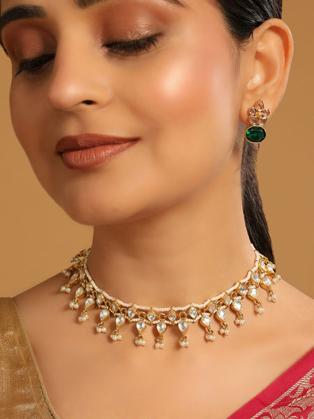Nuyug 22K Gold Plated Regal Kundan & Pearl Matha Patti