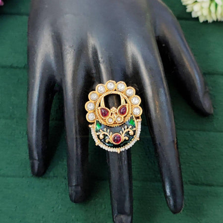 JS Fashion Designer High Gold Full Stone Fancy Finger Rings for Women | Adjustable Ethnic Bridal Statement Jewellery for Wedding, Party & Festive | Royal Full Stone Gift Set
