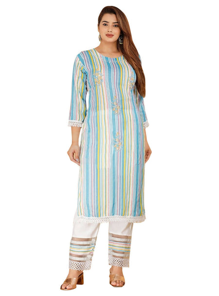 Vamika Embroidery Rayon Multicolor Party Wear/Casual Wear Kurta Set/Suit