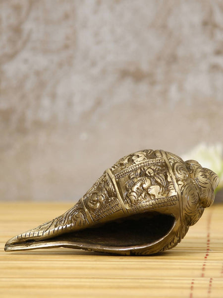 eCraftIndia Gold-Toned Handcrafted Auspicious Lord Ganesha Shankh Showpiece