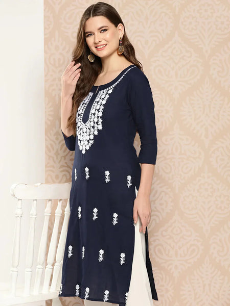 Yufta Floral Yoke Design Chikankari Kurta