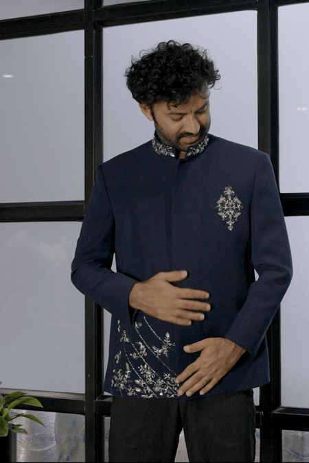Azul Oscuro Designer Men's indo western by Hilo Design