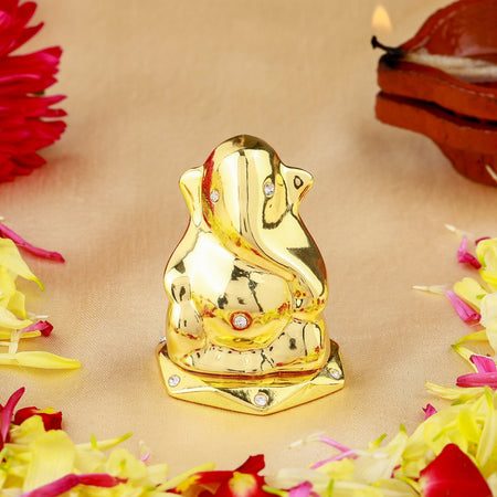 Estele Gold-Polished God of beginnings Lord Ganesha Idol for Gifts & HouseWarming/Home/Office Decors