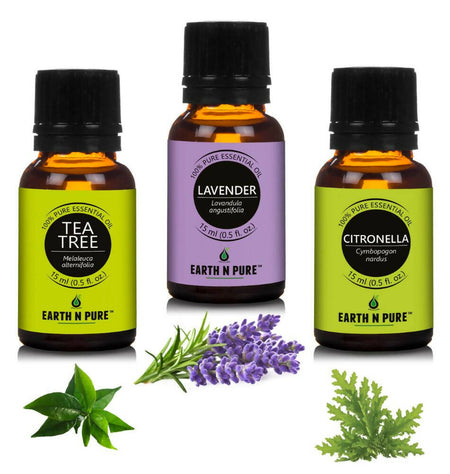 Earth N Pure Essential Oils (Tea Tree, Citronella & Lavender) Combo