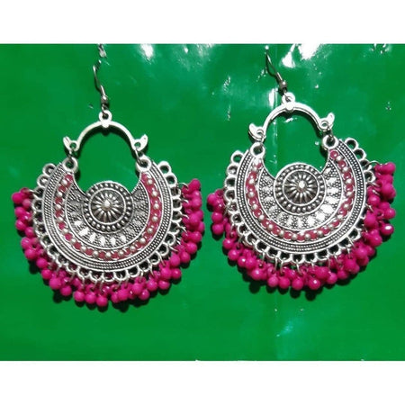 MS Fashion India Fancy Pink Pearls Chandbali Jhumka Earrings