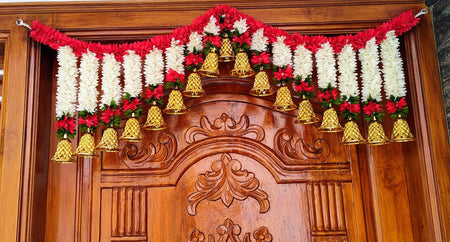 Multicolor Fabric Toran with Bells