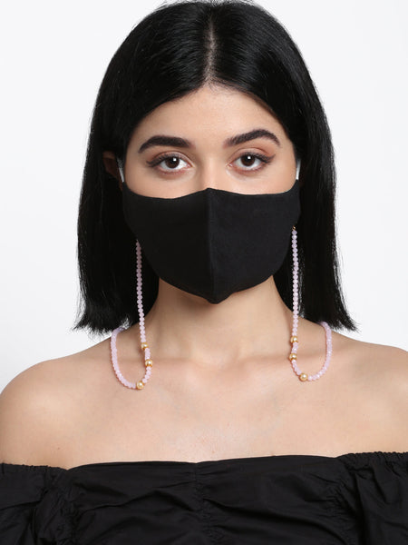 Stone And Gold-Polished Mask Chain - Ruby Raang