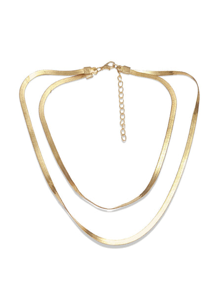 Gold-Polished Alloy Layered Designer Short Necklace - The Pari