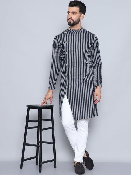 Even Apparels Men's Pure Cotton Black Sherwani Kurta